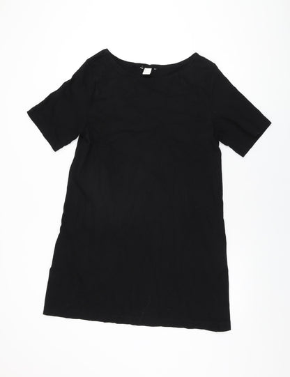 H&M Womens Black Cotton Shift Size M Round Neck Pullover