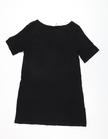 H&M Womens Black Cotton Shift Size M Round Neck Pullover