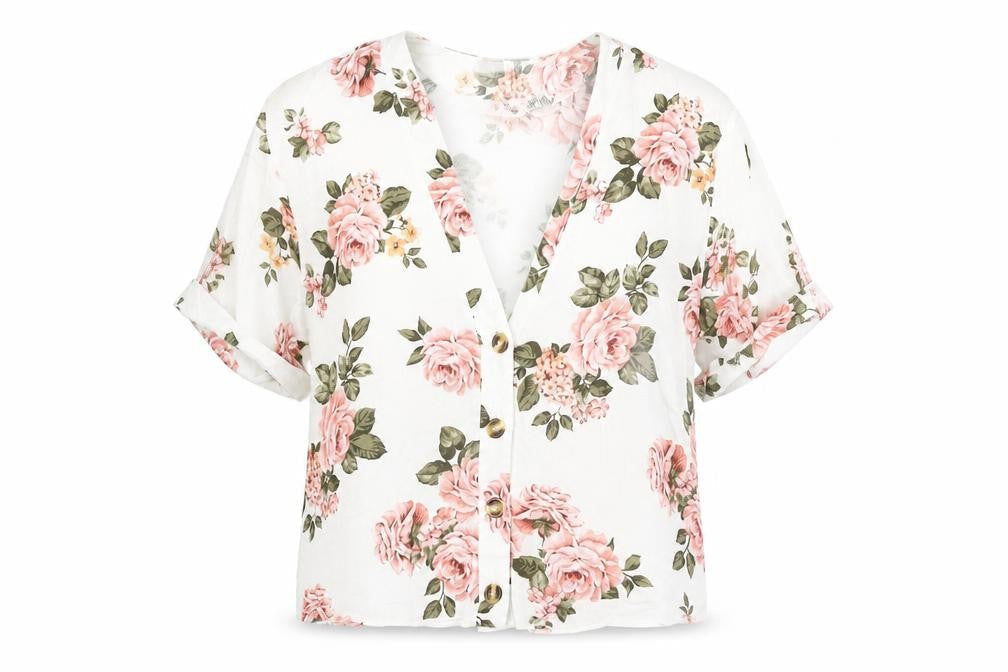 Womens UK Size 8 New Look White Basic Button-Up