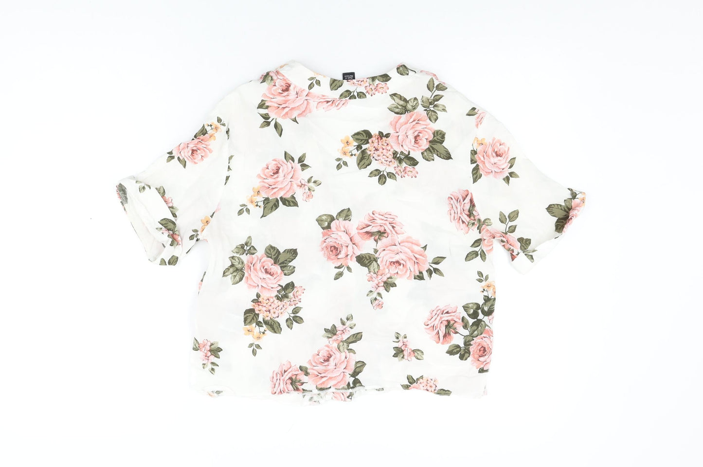 Womens UK Size 8 New Look White Basic Button-Up