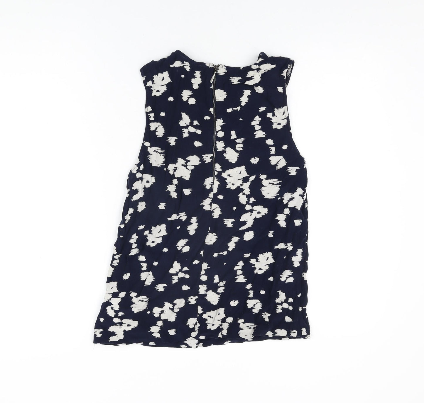 Autograph Womens Blue Geometric Viscose Basic T-Shirt Size 12 Round Neck