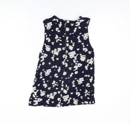 Autograph Womens Blue Geometric Viscose Basic T-Shirt Size 12 Round Neck