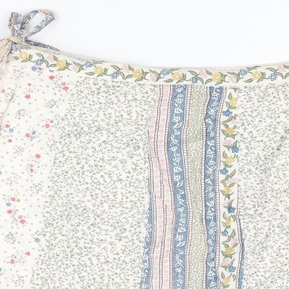 H&M Womens White Floral Cotton Swing Skirt Size 12 Zip