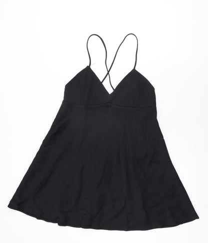Zara Womens Black Acetate Mini Size L V-Neck Pullover
