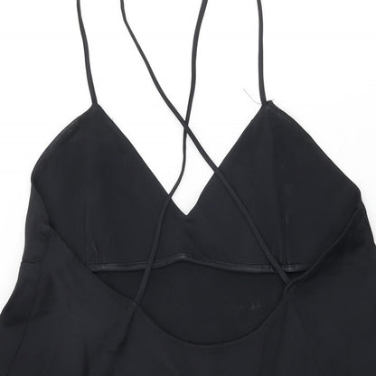 Zara Womens Black Acetate Mini Size L V-Neck Pullover