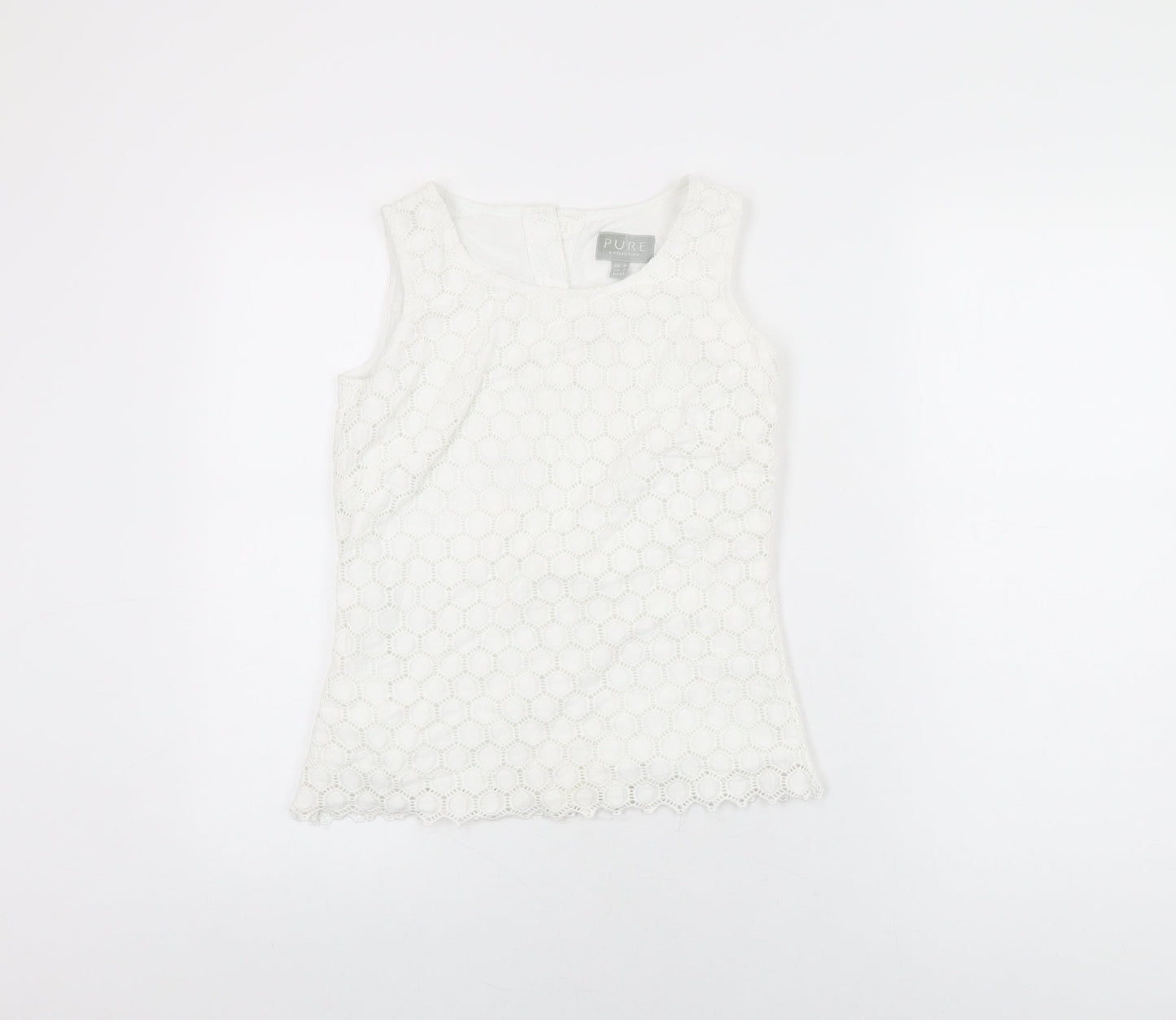 Womens UK Size 8 Pure White Basic T-Shirt
