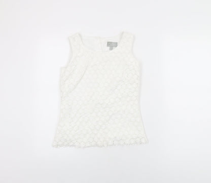 Womens UK Size 8 Pure White Basic T-Shirt