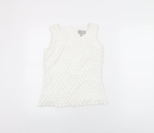 Womens UK Size 8 Pure White Basic T-Shirt