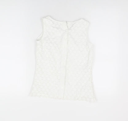 Womens UK Size 8 Pure White Basic T-Shirt