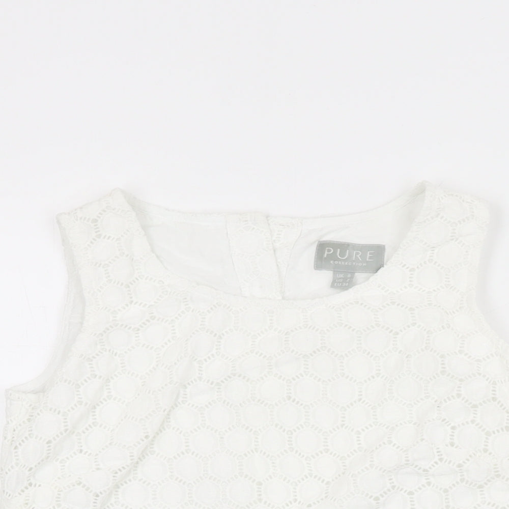 Womens UK Size 8 Pure White Basic T-Shirt