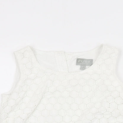 Womens UK Size 8 Pure White Basic T-Shirt