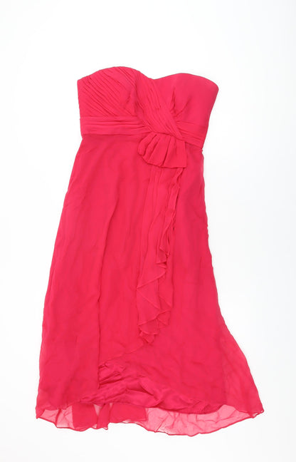 Coast Womens Pink Silk Shift Size 10 Off the Shoulder Zip