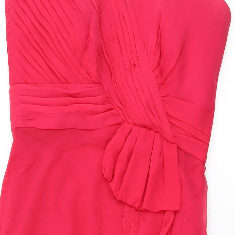 Coast Womens Pink Silk Shift Size 10 Off the Shoulder Zip