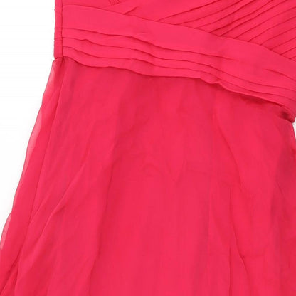 Coast Womens Pink Silk Shift Size 10 Off the Shoulder Zip