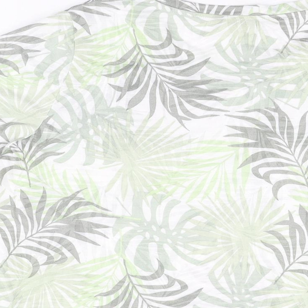 Bonmarché Womens Green Geometric Polyester Basic T-Shirt Size 16 Round Neck