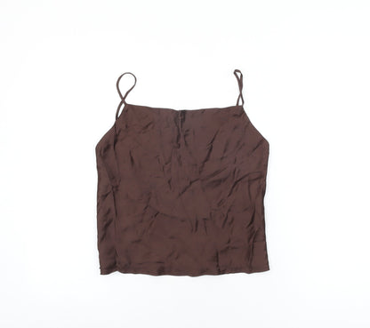 Womens UK Size S Zara Brown Camisole T-Shirt