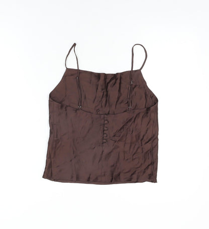 Womens UK Size S Zara Brown Camisole T-Shirt