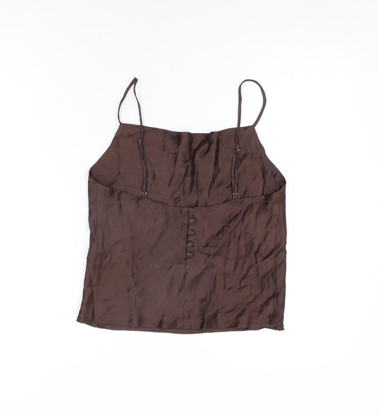 Womens UK Size S Zara Brown Camisole T-Shirt