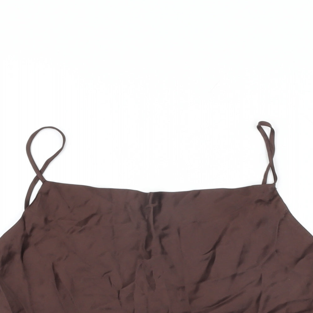 Womens UK Size S Zara Brown Camisole T-Shirt