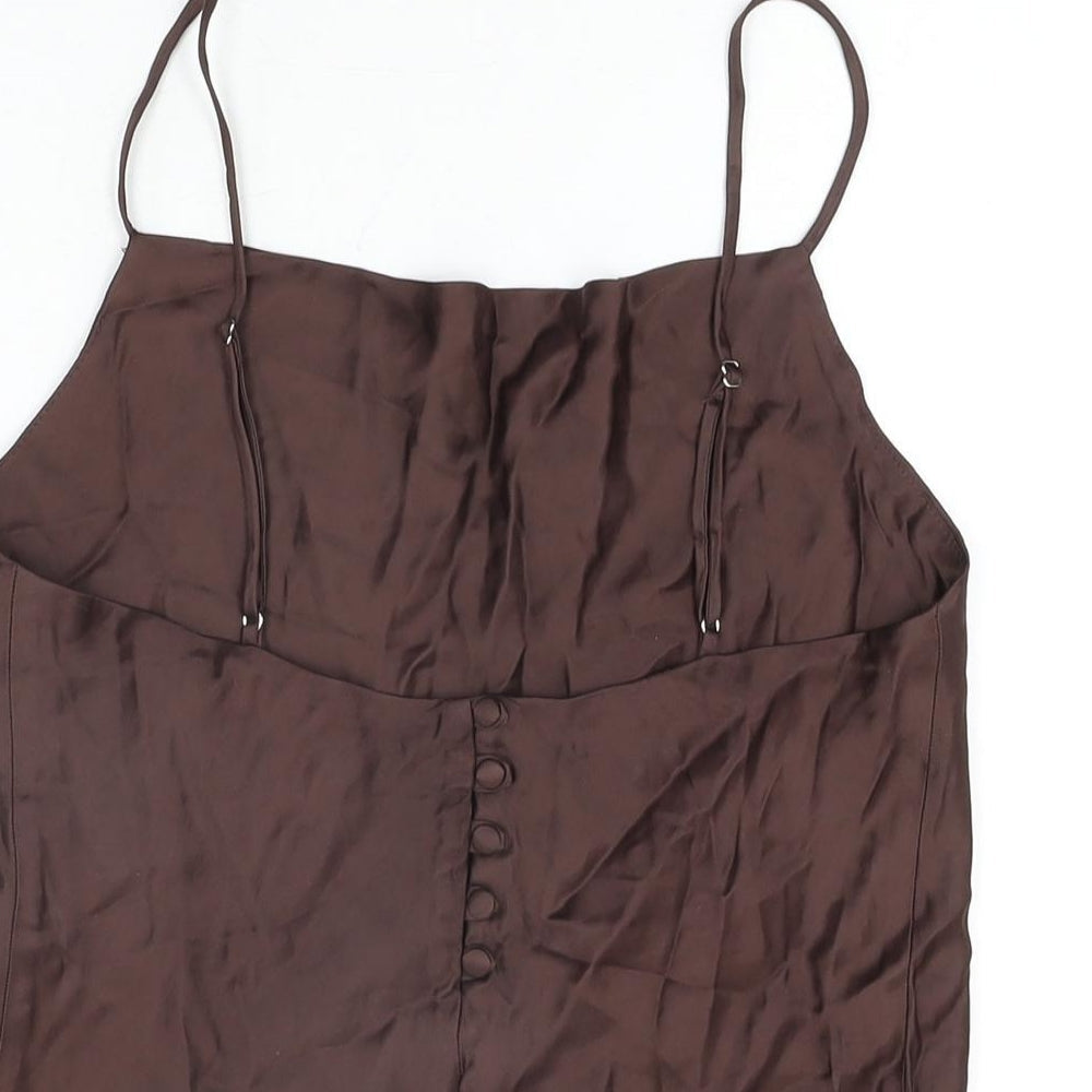 Womens UK Size S Zara Brown Camisole T-Shirt