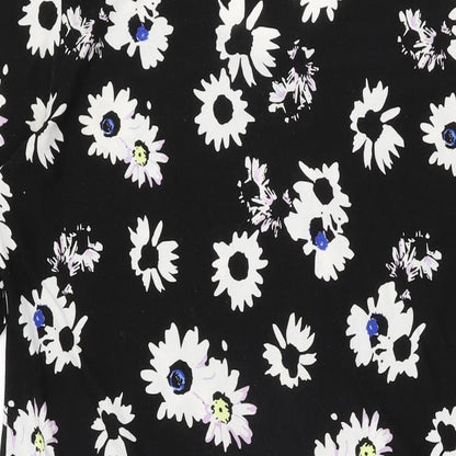 Anthology Womens Black Floral Polyester Shift Size 16 Scoop Neck Pullover