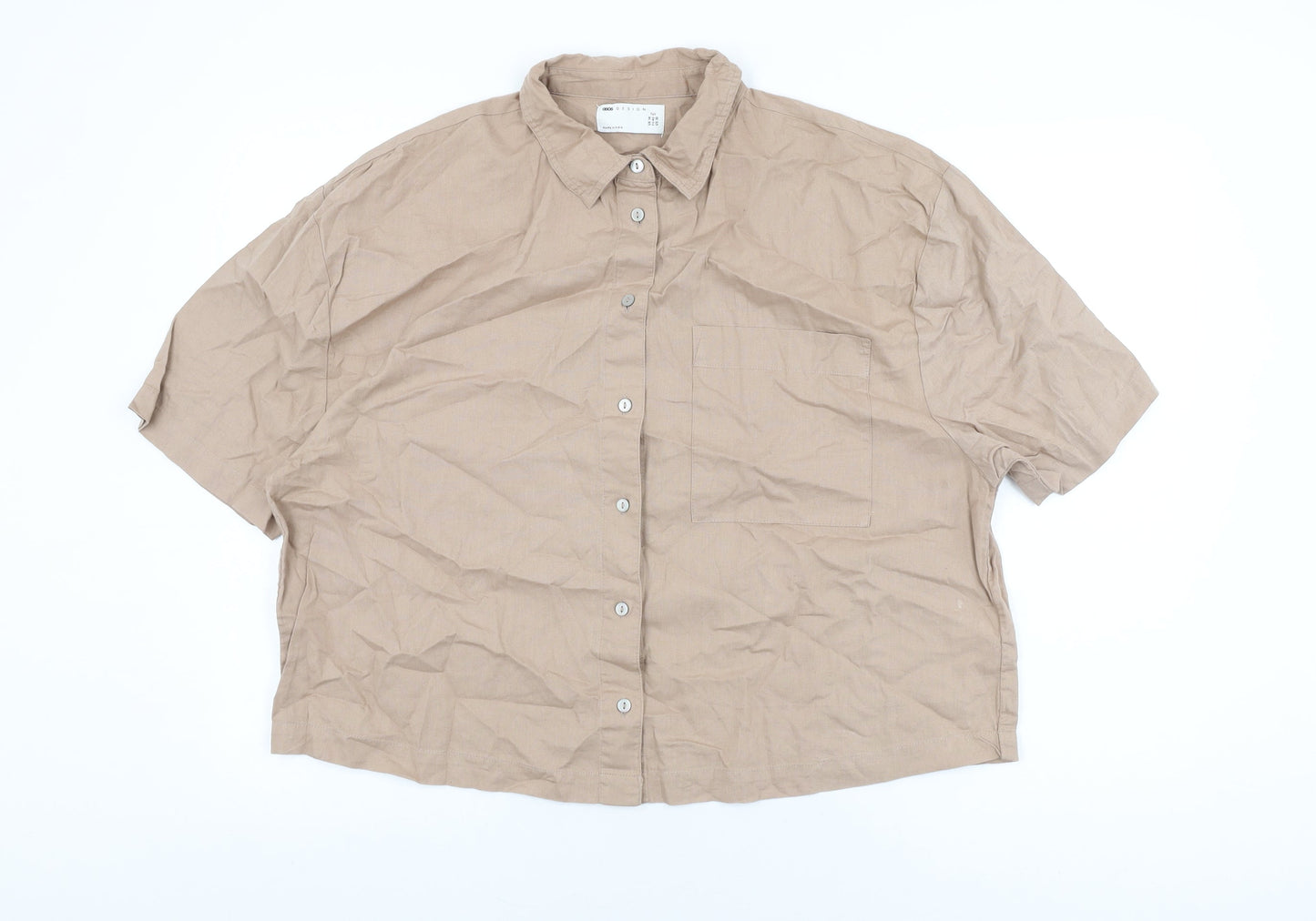 Womens UK Size 14 ASOS Brown Basic Button-Up