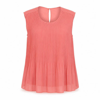 Sabrina Diamanti Womens Pink Polyester Basic Blouse Size M Round Neck