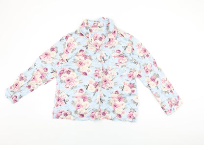 Magnolia Womens Blue Floral Polyester Top Pyjama Top Size M Button