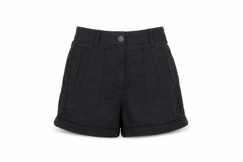 Per Una Womens Black Cotton Basic Shorts Size 6 L5 in Regular Zip