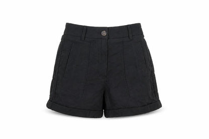 Per Una Womens Black Cotton Basic Shorts Size 6 L5 in Regular Zip
