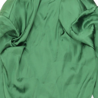 Zara Womens Green Polyester Shirt Dress Size S Collared Zip