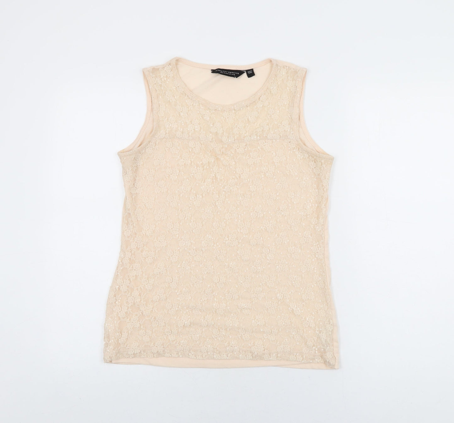 Dorothy Perkins Womens Pink Floral Polyamide Basic T-Shirt Size 12 Round Neck