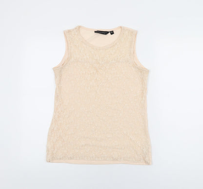 Dorothy Perkins Womens Pink Floral Polyamide Basic T-Shirt Size 12 Round Neck