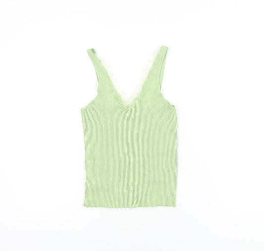 Womens UK Size S QED London Green Basic T-Shirt