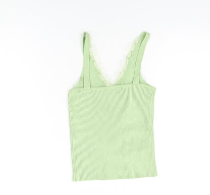 Womens UK Size S QED London Green Basic T-Shirt