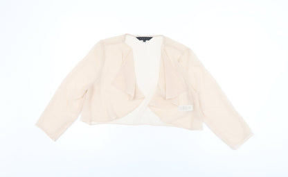 Debut Womens Pink Polyester Cropped Blouse Size 12 V-Neck