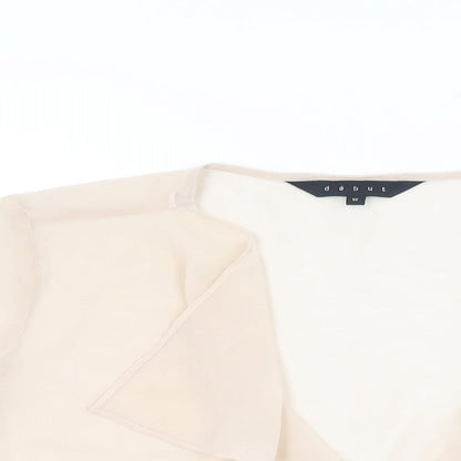 Debut Womens Pink Polyester Cropped Blouse Size 12 V-Neck