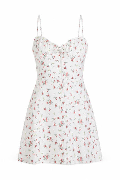 Collective The label Womens White Floral Polyester Mini Size 14 V-Neck Zip