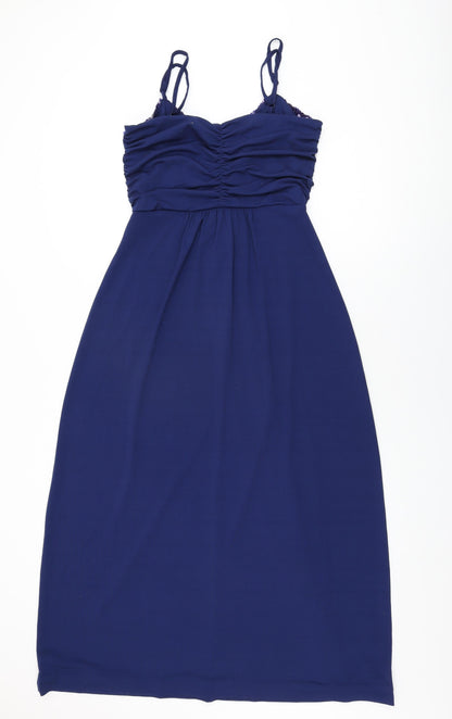 Klass Womens Blue Polyester Maxi Size 10 V-Neck Pullover