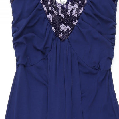 Klass Womens Blue Polyester Maxi Size 10 V-Neck Pullover