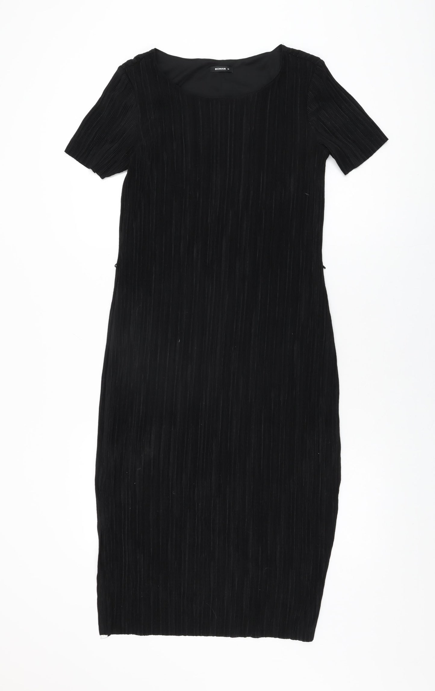 Roman Womens Black Polyester Bodycon Size 10 Round Neck Pullover