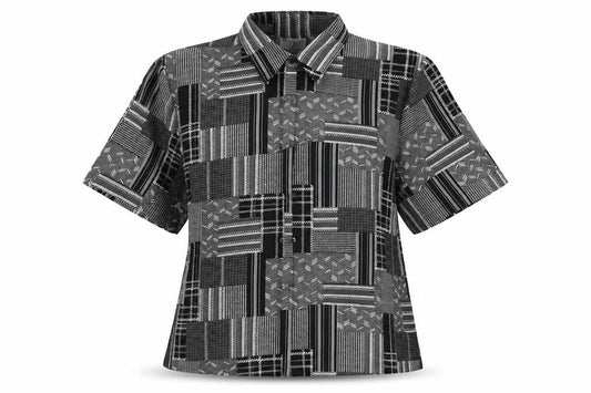 Hilary Womens Black Geometric Polyester Basic Button-Up Size 14 Collared