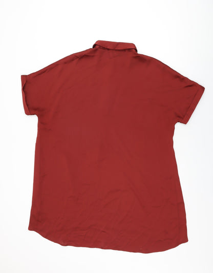 Autograph Womens Red Polyester Basic Blouse Size 14 Collared