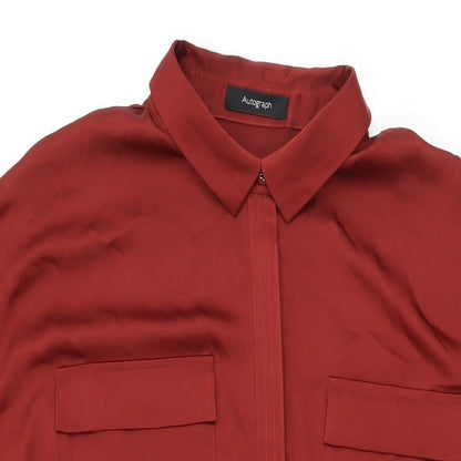 Autograph Womens Red Polyester Basic Blouse Size 14 Collared