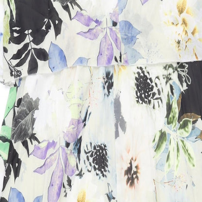 NEXT Womens Grey Floral Polyester Maxi Size 12 Scoop Neck Pullover