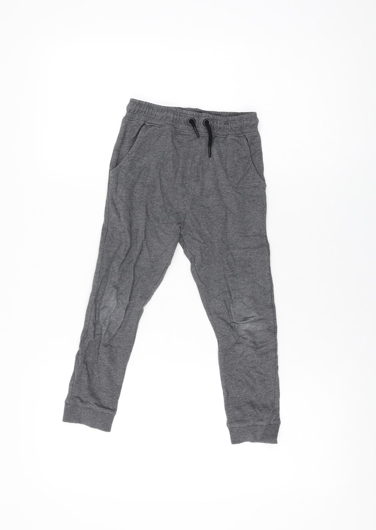 Next Boys Grey Cotton Jogger Trousers Size 7 Years Regular Drawstring