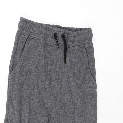 Next Boys Grey Cotton Jogger Trousers Size 7 Years Regular Drawstring