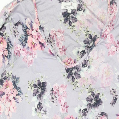 La Marquise Womens Purple Floral Polyester Shift Size XL Round Neck Pullover