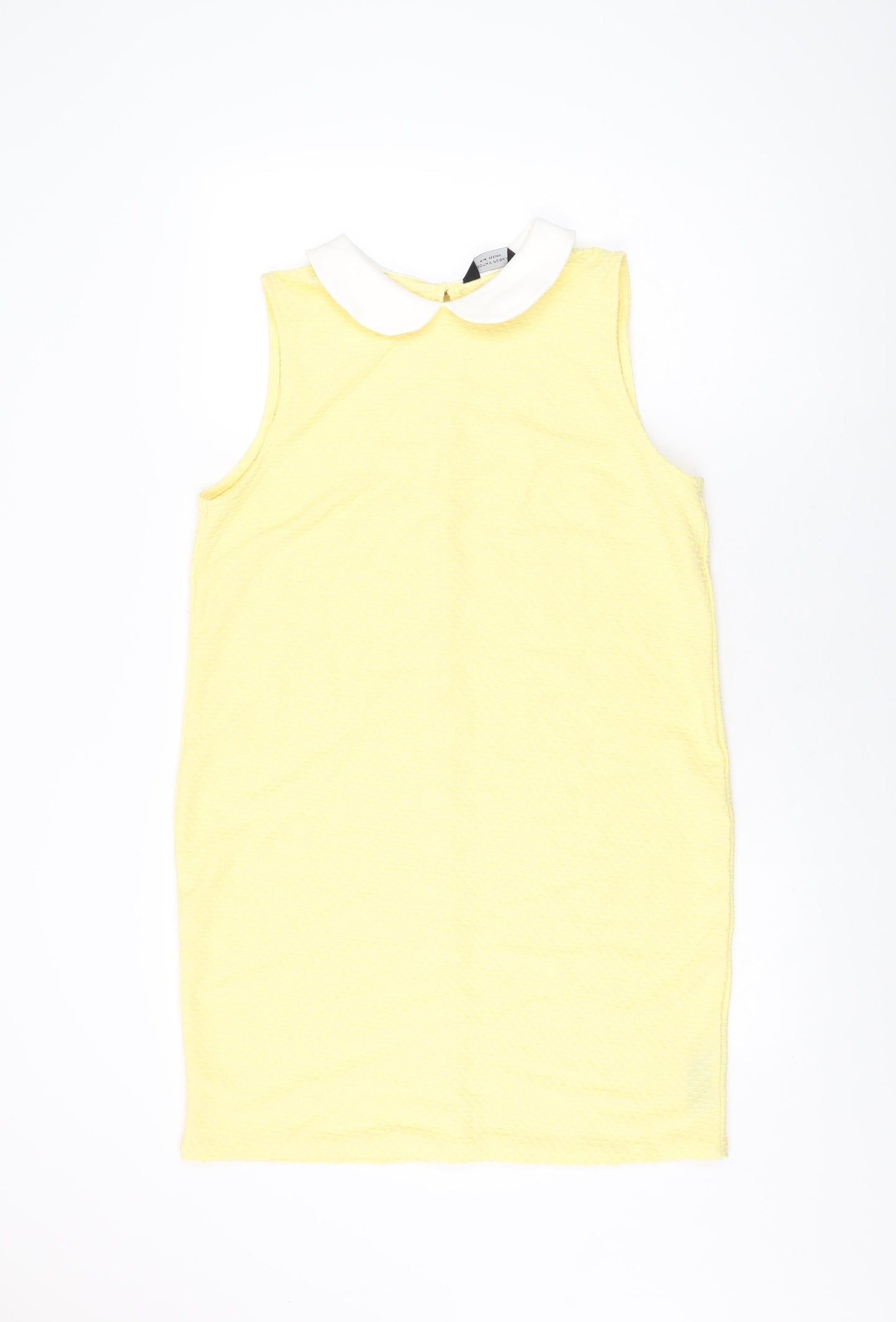 Dorothy Perkins Womens Yellow Polyester Shift Size 14 Collared Button