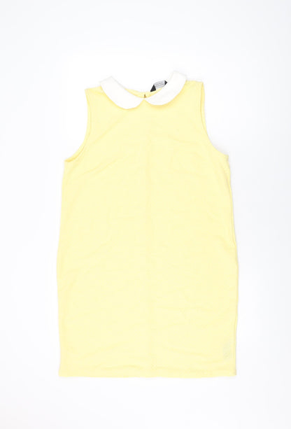 Dorothy Perkins Womens Yellow Polyester Shift Size 14 Collared Button